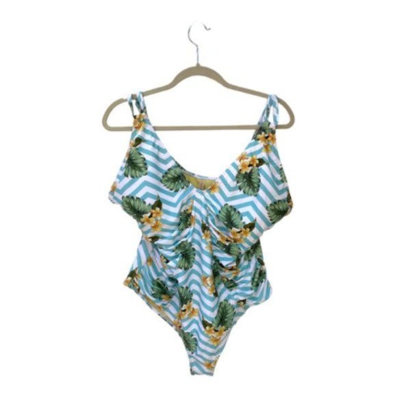 Marilyn Monroe Tropical Floral/Palm Leaf Print One-Piece Bathing Suit Sz 2X - Picture 6 of 8
